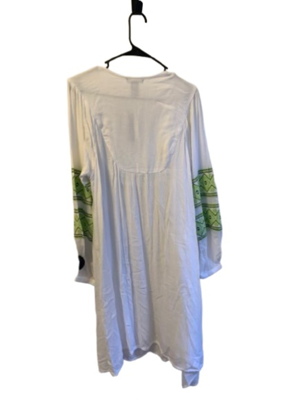 NWT Chelsea & Theodore White Lime Embroidered Tassel Boho Dress Large - Picture 4 of 6